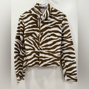 Rem Garson Zebra Print Jacket - Brown and White